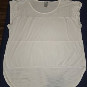 C9 Champion Shirt Womens XL White Mesh Panel Cap Sleeve High Low Hem Top